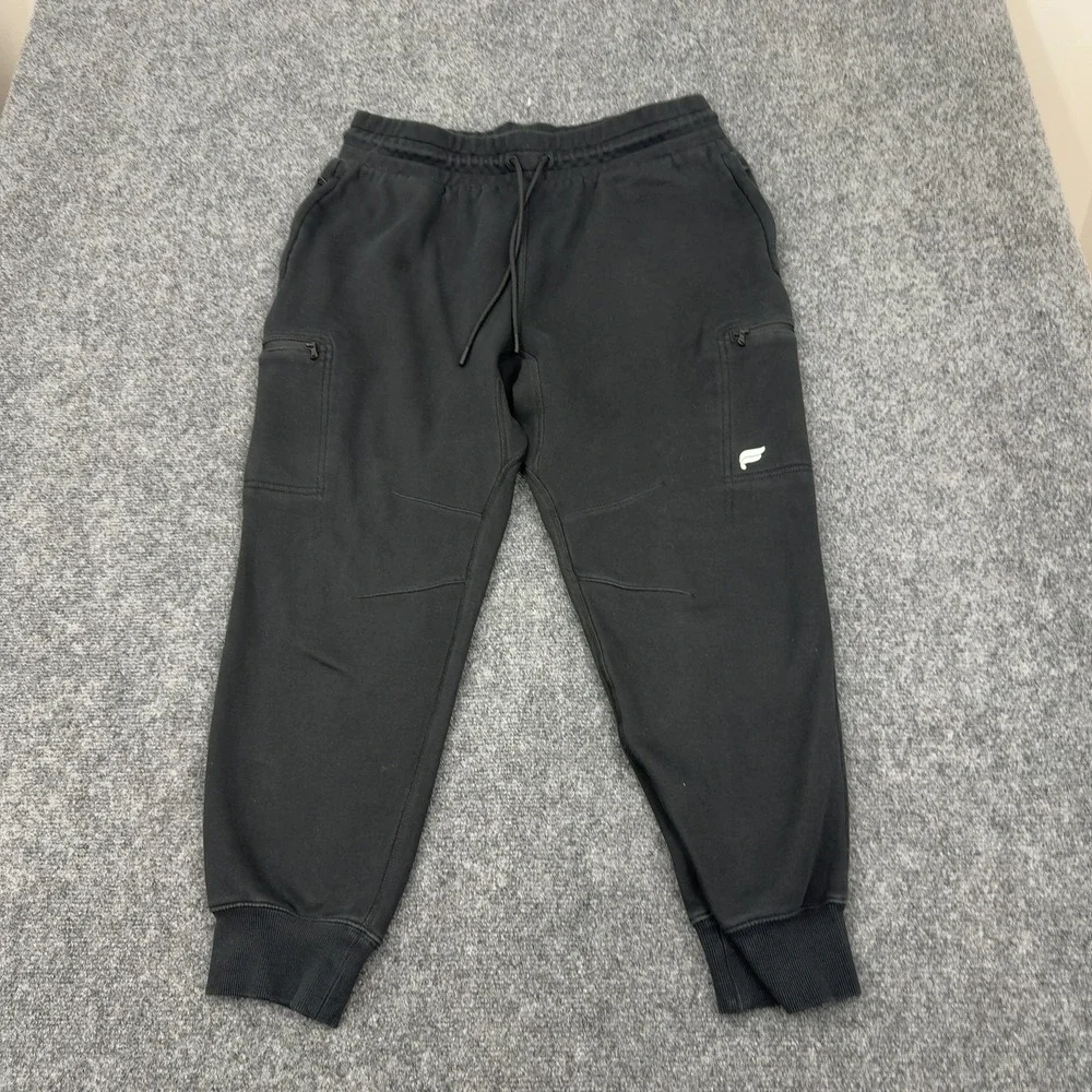 Fabletics Joggers Mens Black Polyester Cotton Cargo Pocket‎ Athletic Streetwear